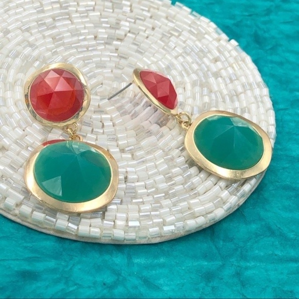 🌼 Double Round Pyramid Drop Post Earrings